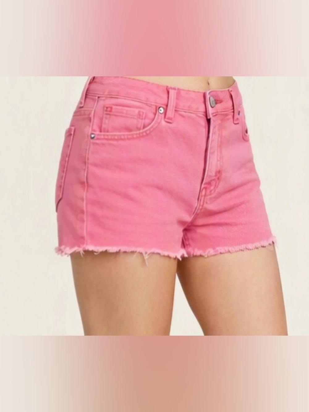 Cute Bongo Pink Frayed Jean Shorts